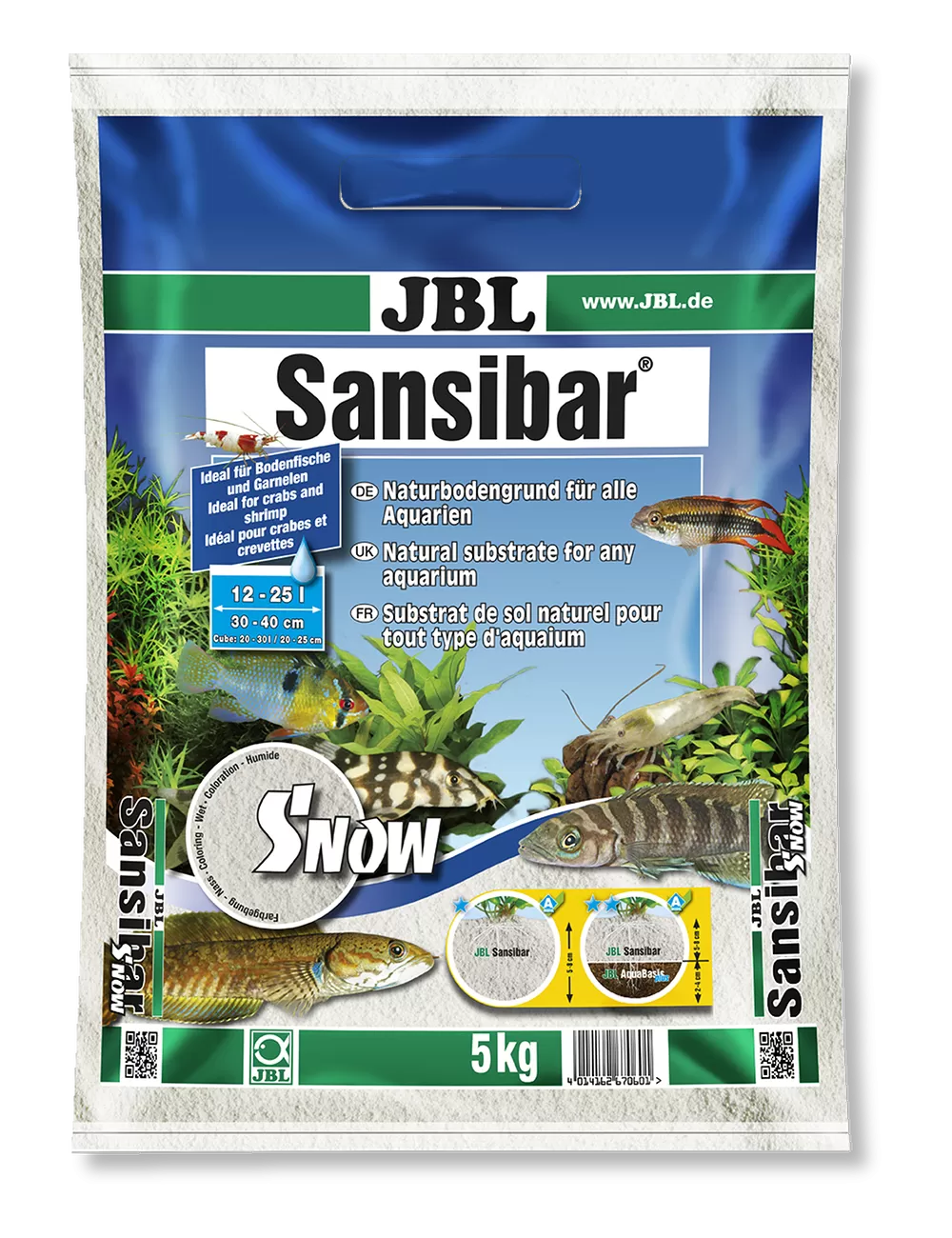 JBL - Sansibar SNOW 5kg - 0.1, 0.6mm - Substrat de sol blanc très fin pour  aquarium