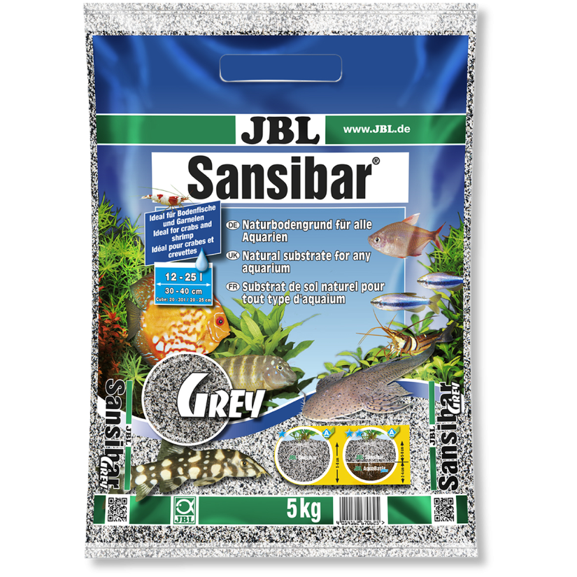 JBL - Sansibar GRIJS 10kg - 0,2, 0,6mm - Fijn grijs bodemsubstraat voor aquaria