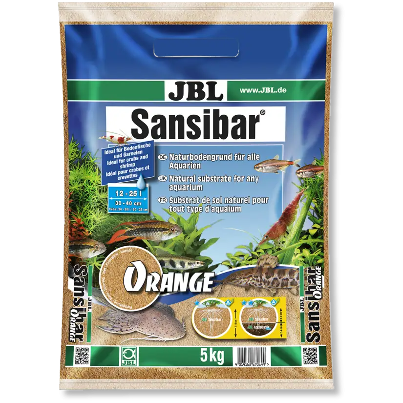 JBL - Sansibar ORANGE 5kg - 0,2, 0,6 mm - Fini substrat zemlje oranžne barve za akvarije