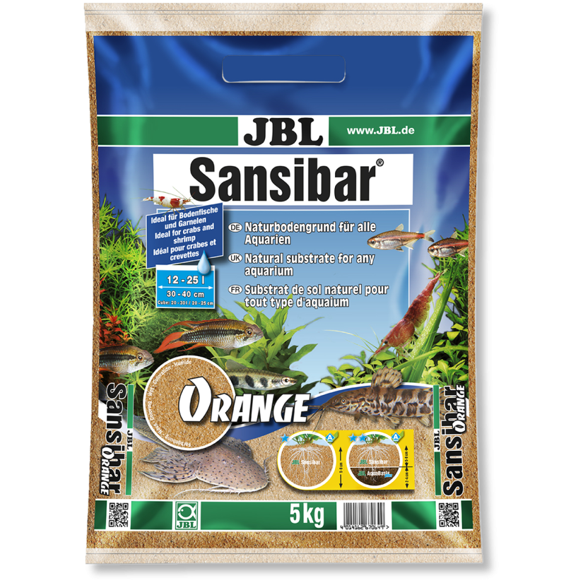 JBL - Sansibar ORANGE 5kg - 0,2, 0,6mm - Substrato de solo fino de cor laranja para aquários