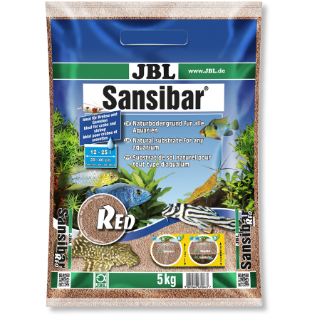 JBL - Sansibar RED 5kg - 0.2, 0.6mm - Substrat de sol fin couleur rouge pour aquariums