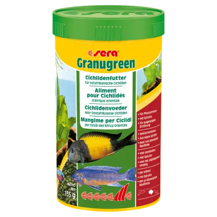 SERA - Granugreen 250ml - Alimento vegetal para pequeños cíclidos herbívoros