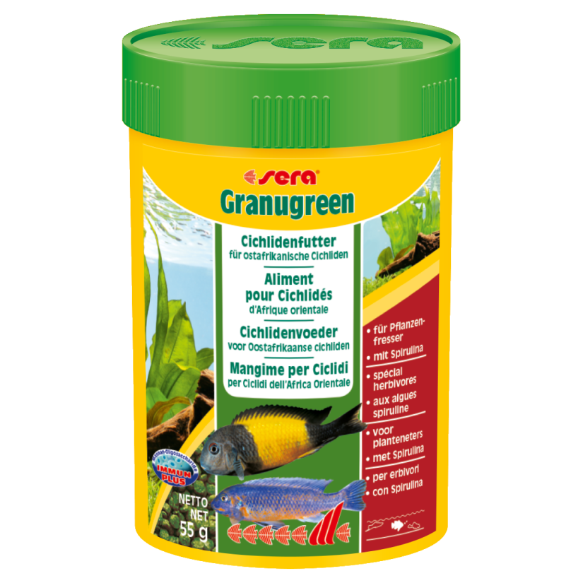 SERA - Granugreen 100ml - Alimento vegetal para pequeños cíclidos herbívoros