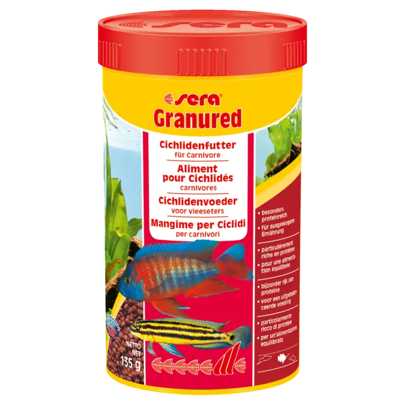 SERA - Granulado 250ml - Alimento compuesto para pequeños cíclidos carnívoros