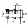 Pass-through with locking nuts diam. 25mm