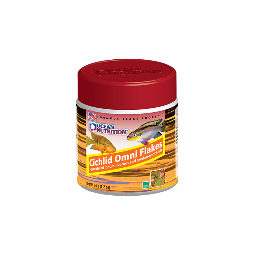 OCEAN NUTRITIONS - Cichlid Omni Flakes - 34g - Alimento para ciclídeos onívoros