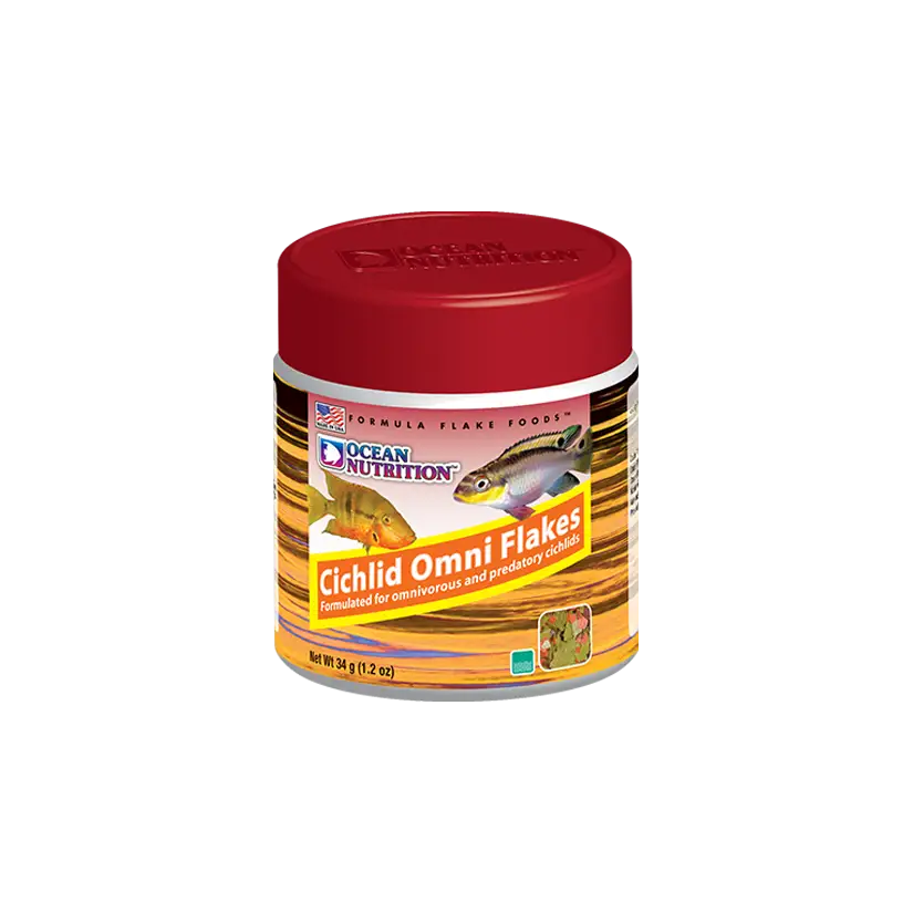 OCEAN NUTRITIONS - Cichlid Omni Flakes - 34g - Alimento para ciclídeos onívoros