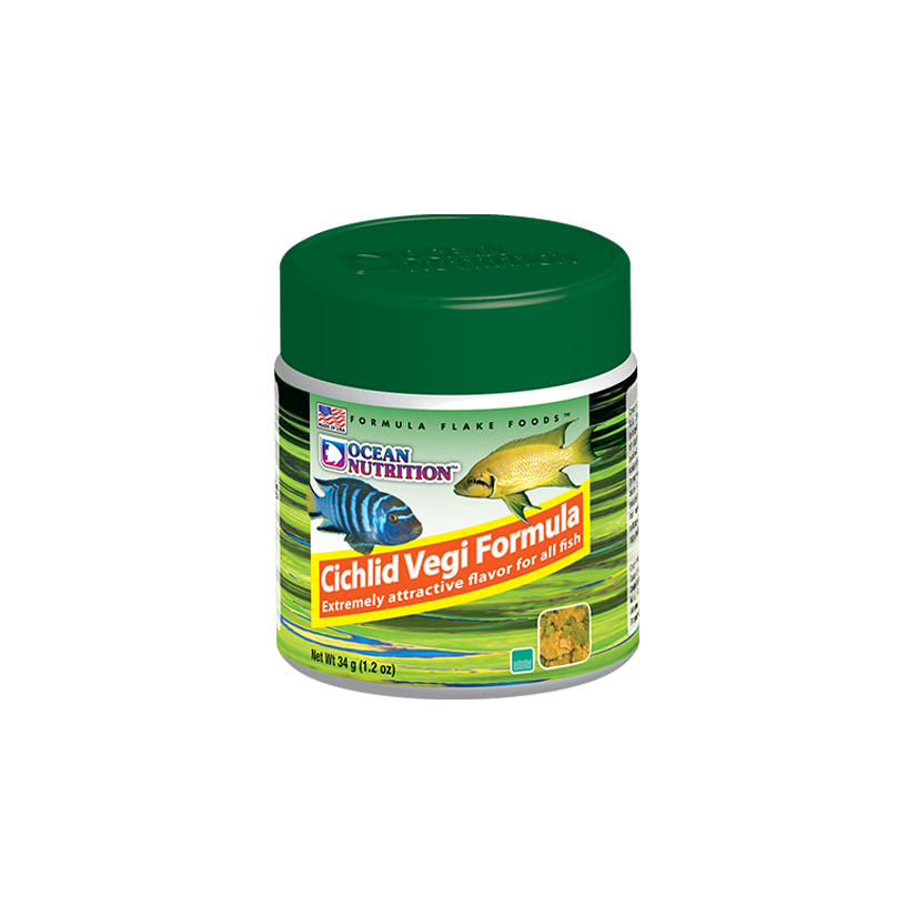 OCEAN NUTRITIONS - Cichlid Vegi Flakes - 34g - Alimento para cíclidos vegetarianos