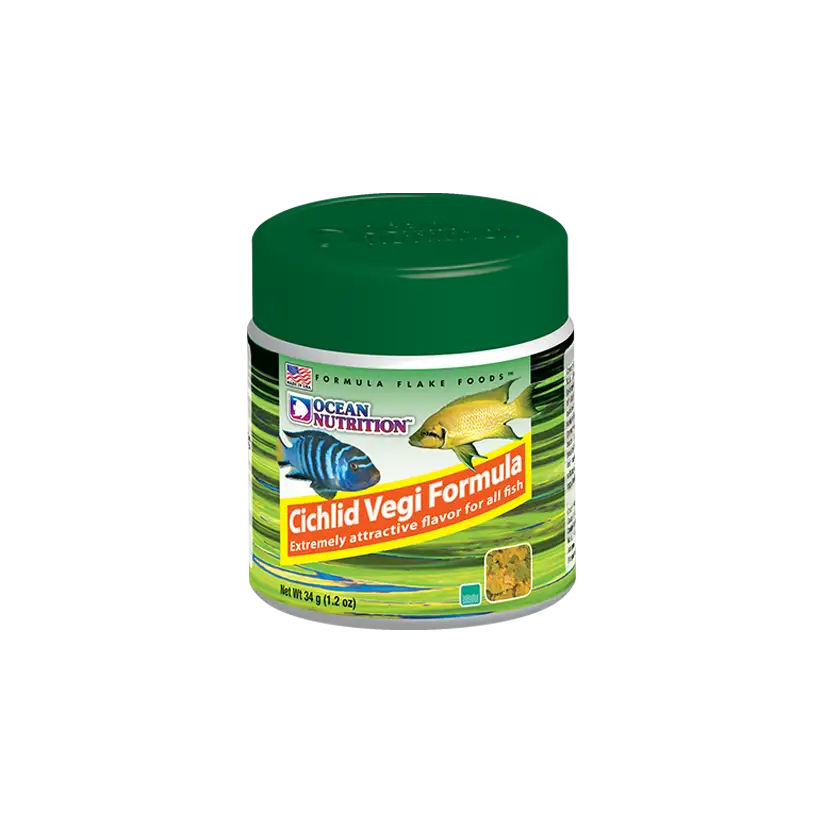 OCEAN NUTRITIONS - Cichlid Vegi Flakes - 34g - Voer voor vegetarische cichliden