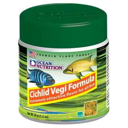 OCEAN NUTRITIONS - Cichlid Vegi Flakes - 34g - Alimento para ciclídeos vegetarianos