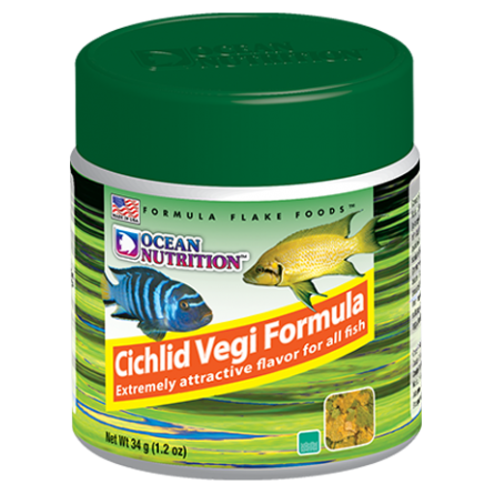 OCEAN NUTRITIONS - Cichlid Vegi Flakes - 34g - Alimento para cíclidos vegetarianos