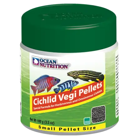 OCEAN NUTRITIONS - Cichlid Vegi Pellets Small - 100g - Alimento para ciclídeos vegetarianos