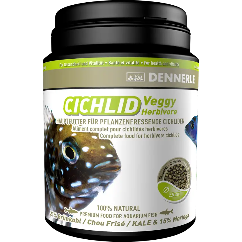 DENNERLE - Cichlid Veggy - 1000ml - Alimento completo para ciclídeos carnívoros