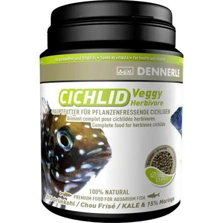 DENNERLE - Cichlid Veggy - 1000ml - Alimento completo para ciclídeos carnívoros