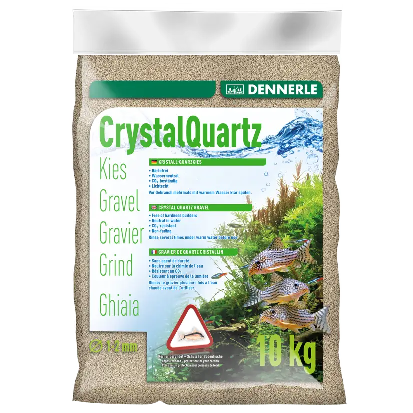 DENNERLE - Crytal Quartz - 10kg - Ghiaia di quarzo bianco naturale (da 1 a 2 mm)