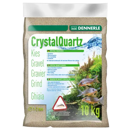 DENNERLE - Crytal Quartz - 10kg - Ghiaia di quarzo bianco naturale (da 1 a 2 mm)