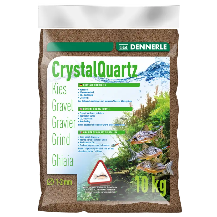 DENNERLE - Crytal Quartz - 10 kg - Ghiaia di quarzo marrone scuro (da 1 a 2 mm)