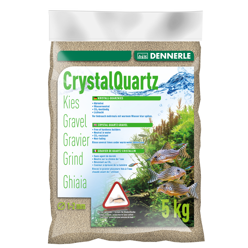 DENNERLE - Crytal Quartz - 5kg - Ghiaia di quarzo bianco naturale (da 1 a 2 mm)