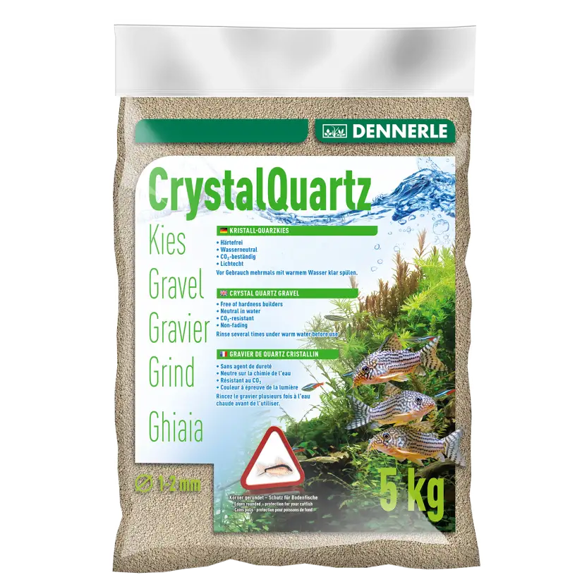 DENNERLE - Crytal Quartz - 5kg - Ghiaia di quarzo bianco naturale (da 1 a 2 mm)