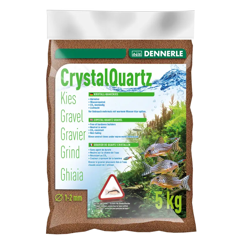 DENNERLE - Crytal Quartz - 5kg - Ghiaia di quarzo marrone scuro (da 1 a 2 mm)