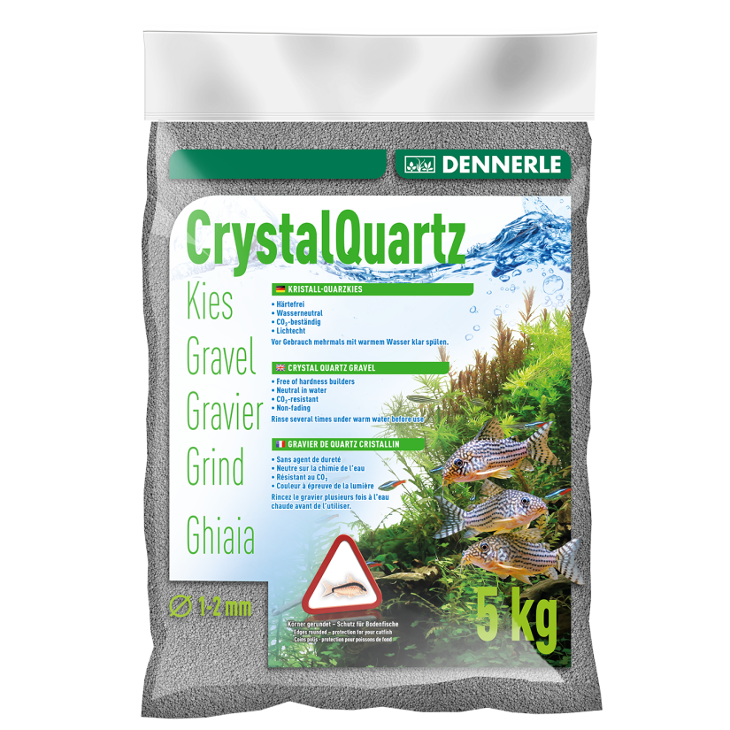 DENNERLE - Crytal Quartz - 5kg - Cascalho de quartzo cinza ardósia (1 a 2 mm)