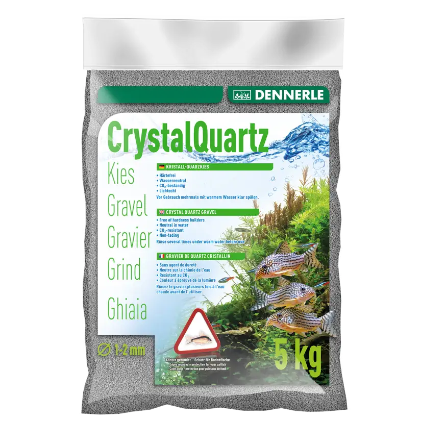 DENNERLE - Crytal Quartz - 5kg - Cascalho de quartzo cinza ardósia (1 a 2 mm)