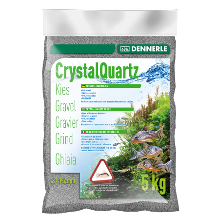 DENNERLE - Crytal Quartz - 5kg - Ghiaia di quarzo grigio ardesia (da 1 a 2 mm)