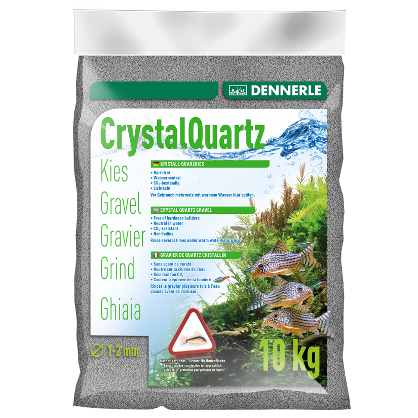 DENNERLE - Crytal Quartz - 10kg - Ghiaia di quarzo grigio ardesia (da 1 a 2 mm)