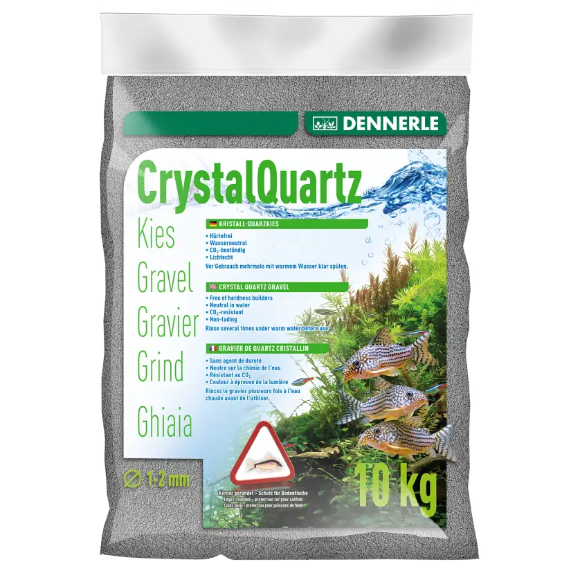 DENNERLE - Crytal Quartz - 10kg - Ghiaia di quarzo grigio ardesia (da 1 a 2 mm)