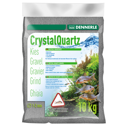 DENNERLE - Crytal Quartz - 10kg - Ghiaia di quarzo grigio ardesia (da 1 a 2 mm)