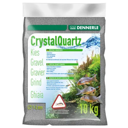 DENNERLE - Crytal Quartz - 10kg - Ghiaia di quarzo grigio ardesia (da 1 a 2 mm)