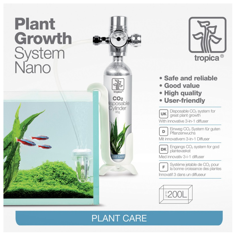 TROPICA - Plant Growth System Nano- 95gr - Kit CO2 per acquari fino a 200l