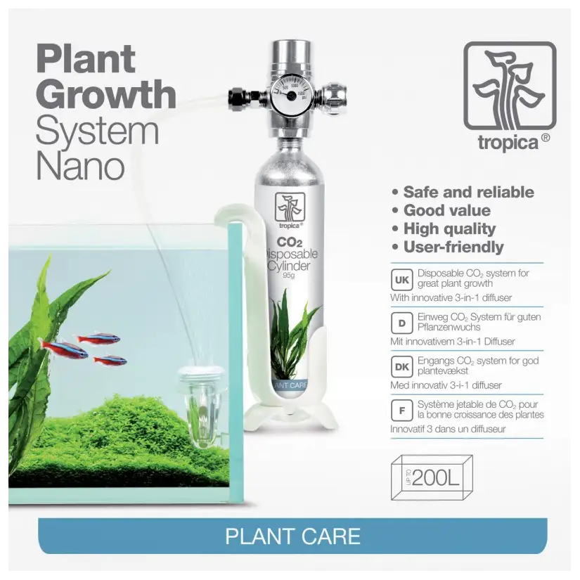 TROPICA - Plant Growth System Nano- 95gr - Kit CO2 pour aquarium jusqu'à 200l