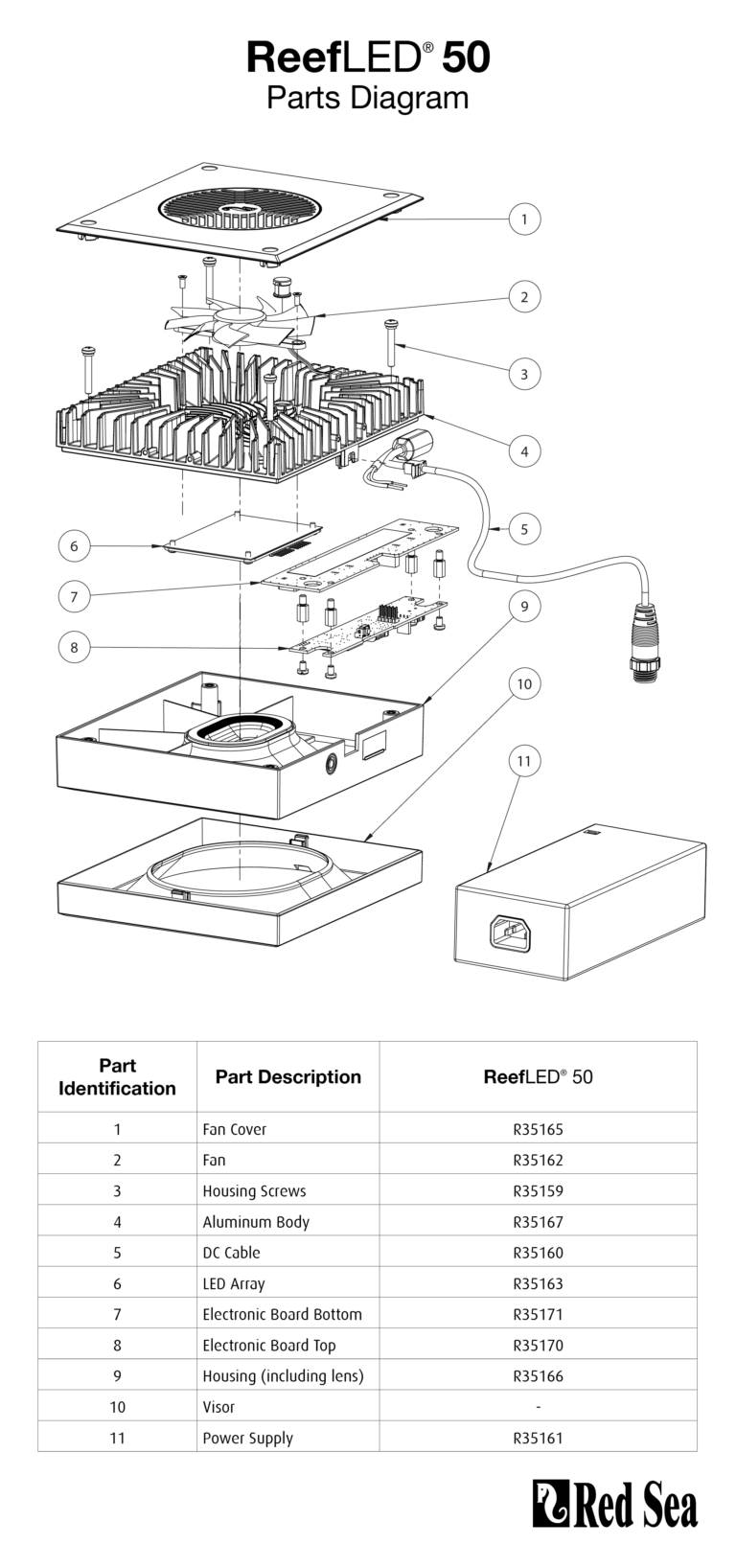 exploded views ReefLed 50