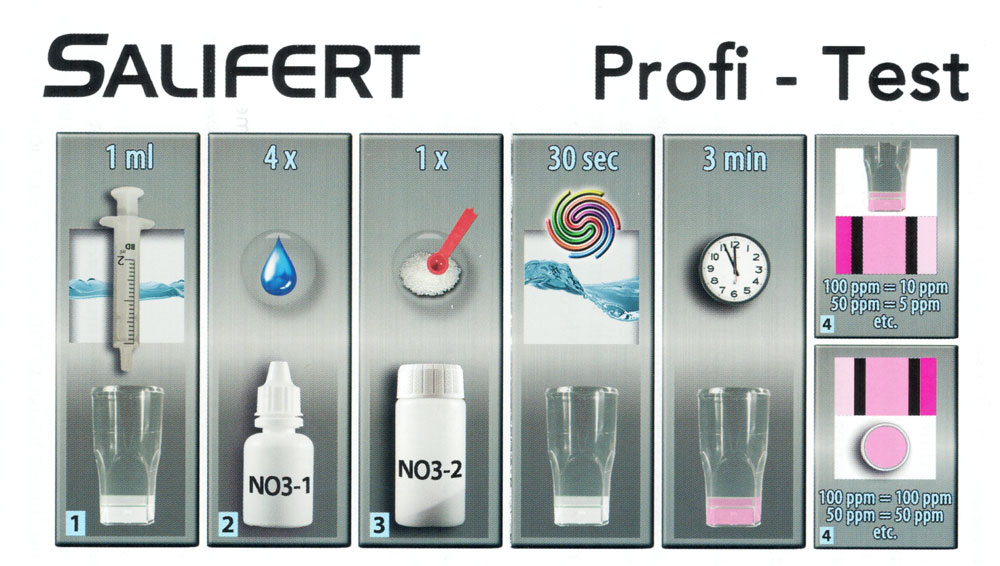 Instrucciones de prueba de nitrato de Salifert