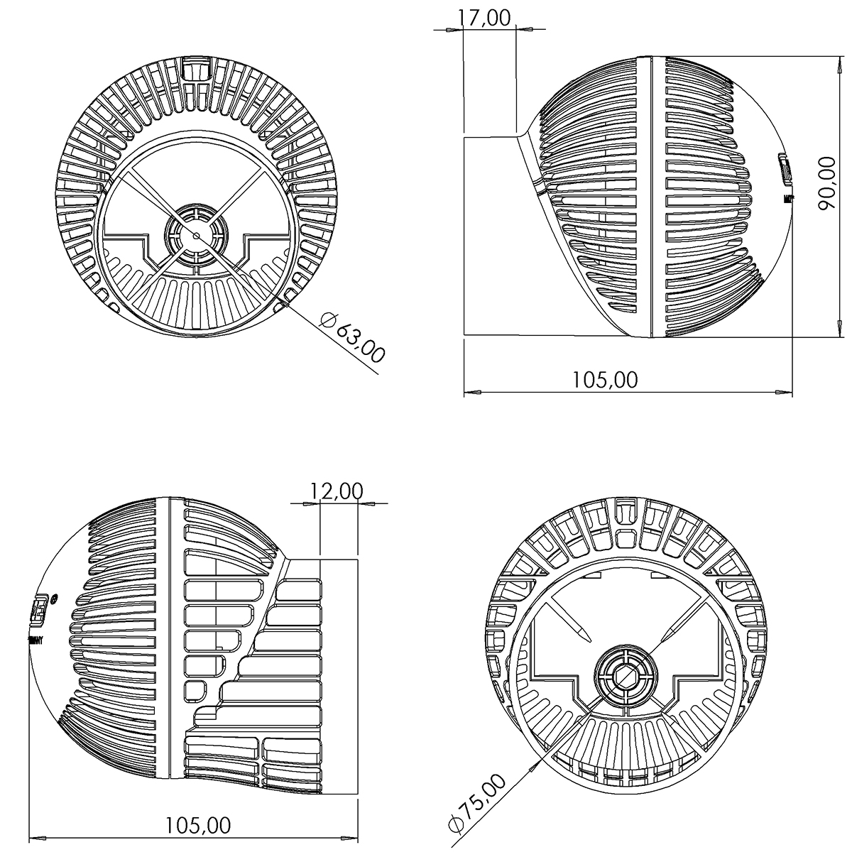 6105 ECO pump dimensions